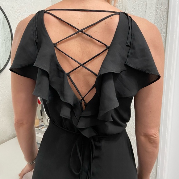 WAYF Black Full Length Wrap Gown Dress Sz XS - Picture 2 of 5